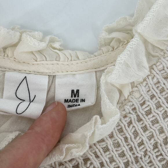 Joie Embroidered Blouse Womens M Ivory Ruffle Romantic Cottagecore Peasant Top - Picture 6 of 10